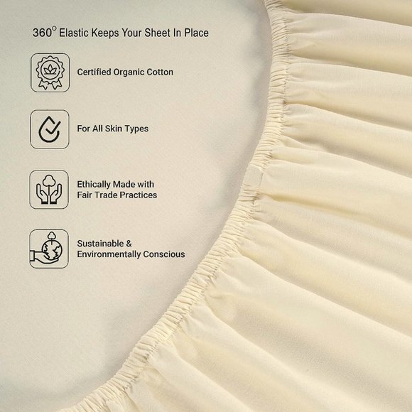 King Size 4 Piece 100% Organic Cotton Sheet Set Light Yellow Color - Picture 11 of 12